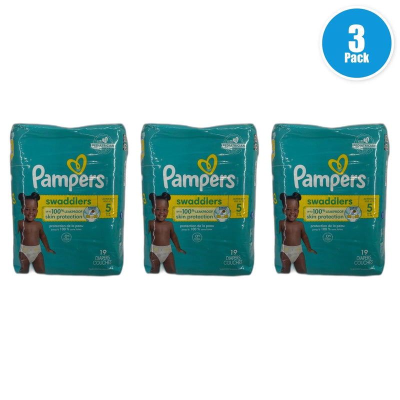 Pampers Swaddlers Disposable Diapers Size 5 (12-27 Lb) Pack of 3 New