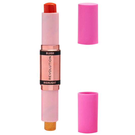 Makeup Revolution Blush & Highlight Stick , Coral Dew 4.3 g - 1 Pack