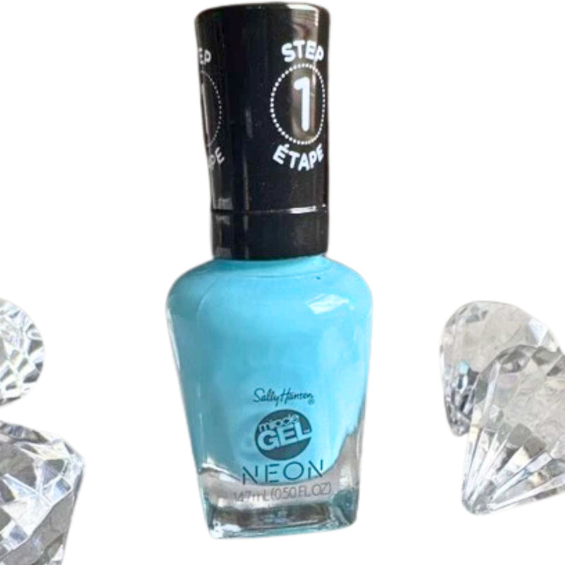 Sally Hansen Miracle Gel #053 Miami Ice (Ice Blue) Step1 No UV Light, 0.5 oz - 1 Pack