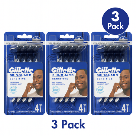 Gillette Skinguard Sensitive Disposable Razors 4 Count 3 Pack – New 1