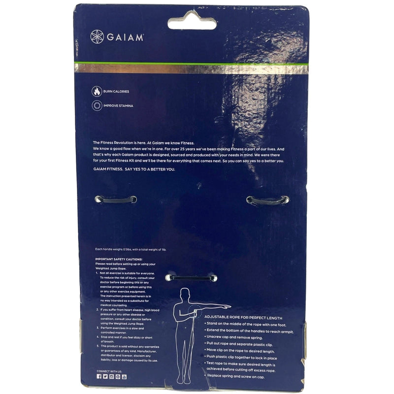 Gaiam 1 lb Weighted Jump Rope 9 Foot Long New