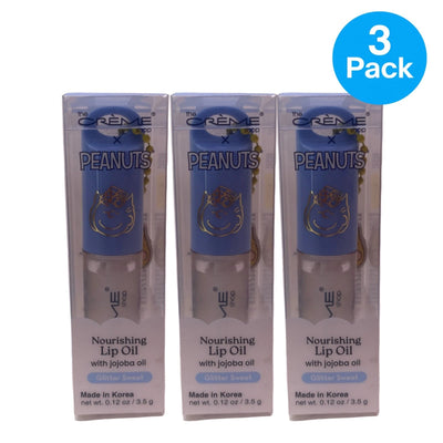 The Crème Shop x Peanuts Nourishing Lip Oil Glitter Sweet 0.12 oz 3 Pack New