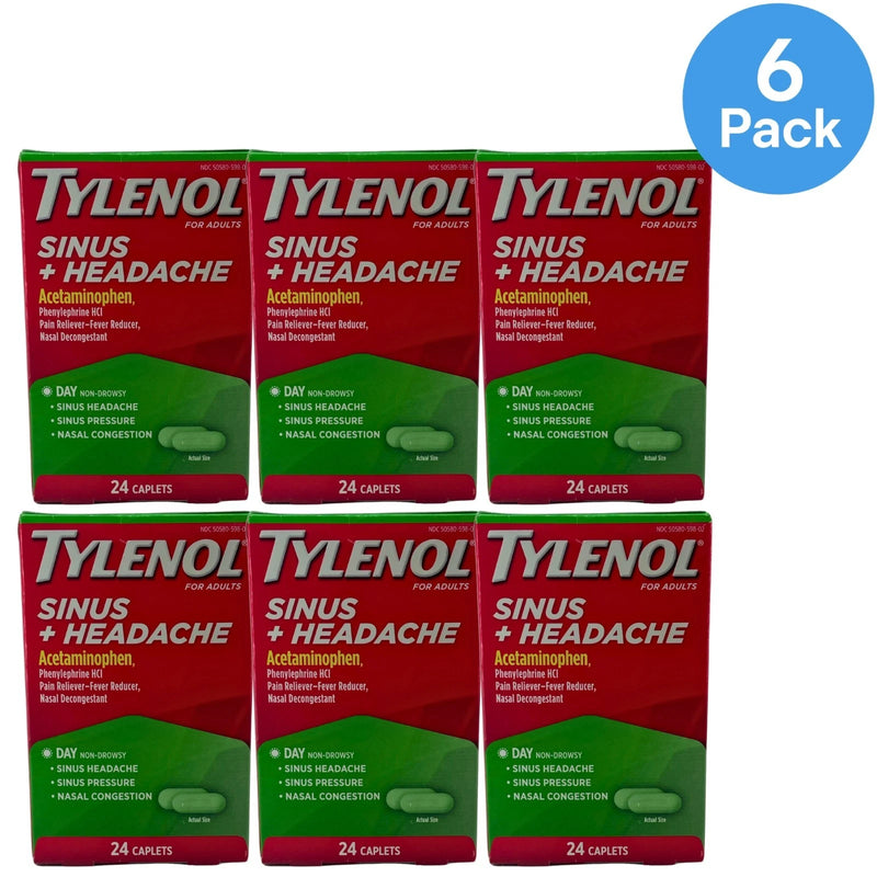 Tylenol Sinus + Headache Day Non-Drowsy Caplets Acetaminophen 24 Ct Exp 10/26