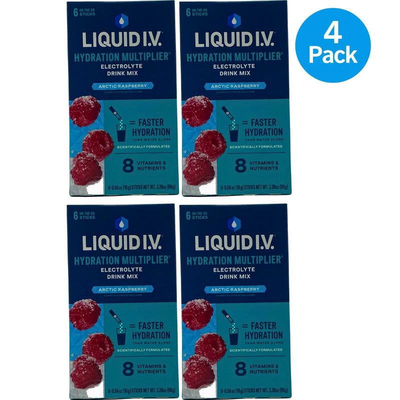 Liquid I.V. Hydration Multiplier Electrolyte Arctic Raspberry 4 Pack Exp 10/27