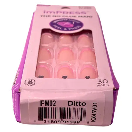imPRESS Press-On Nails Ditto Pink French Heart Design 30 Count 3 Pack