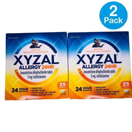 Xyzal Allergy 24HR 5mg 35 Tablets 2 Pack Antihistamine | New