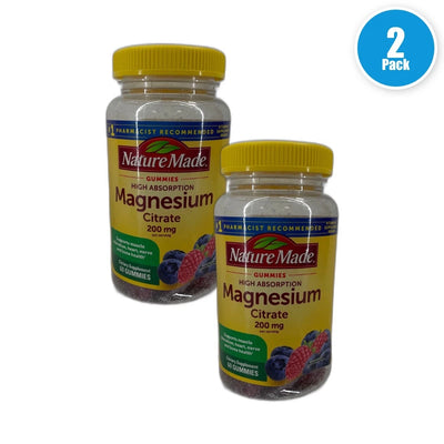 Nature Made Magnesium Citrate Gummies 120 Total Exp 08/27 Pack of 2 New