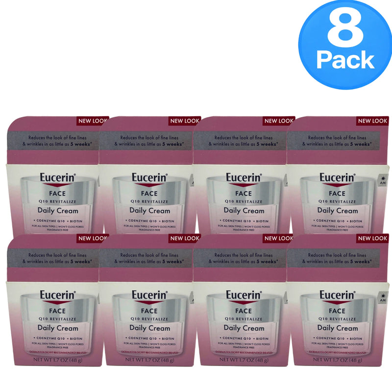 Eucerin Face Q10 Revitalize Daily Cream Fragrance Free 1.7 oz 8 Pack New