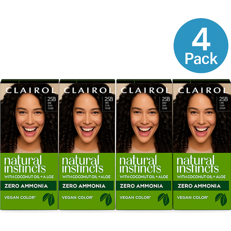 Clairol Natural Instincts 2SB hair dye 4-pack - zero ammonia vegan formula with coconut extract