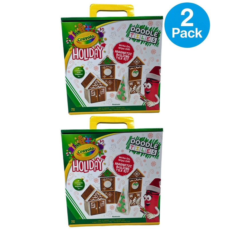 Crayola Holiday Doodle Tiles Magnetic Building Kit Write On Wipe Off 2 Pack New