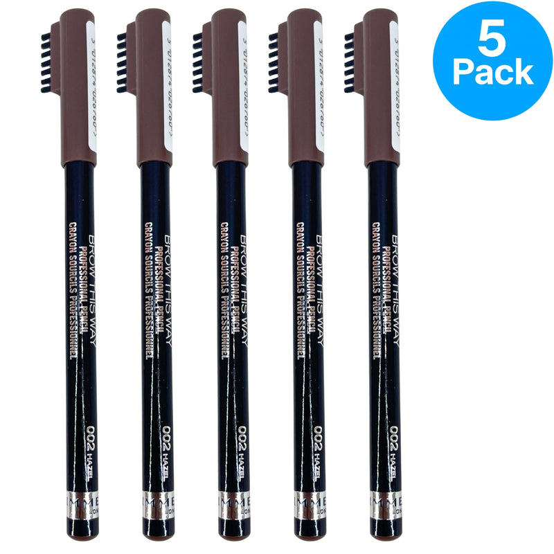 Rimmel London Brow This Way Professional Pencil 002 Hazel 0.05 oz 5 Pack New