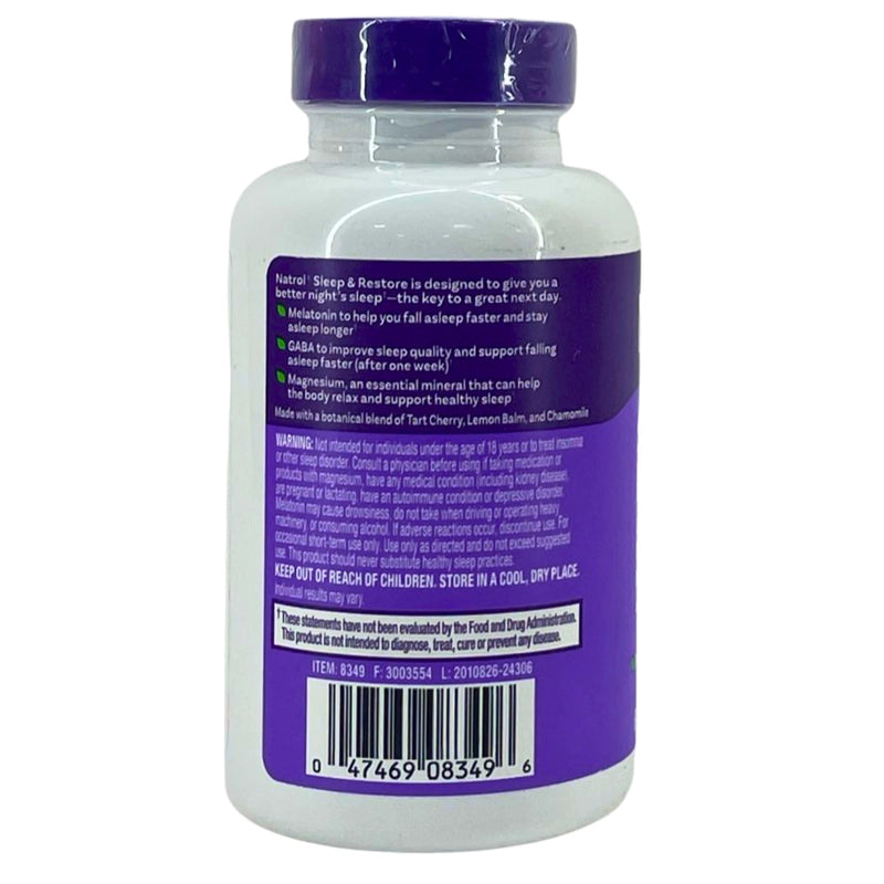 Natrol Sleep & Restore Melatonin 5mg GABA Magnesium Glycinate 60 Capsules 8 Pack
