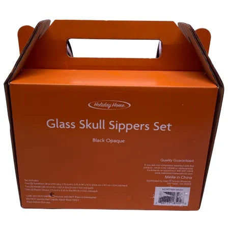 Holiday Home Black Skull Sippers Set 18oz 3 Pack New
