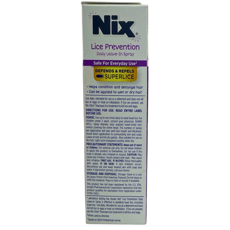 Nix Lice Prevention Daily Leave-In Spray 6 oz 2 Pack New Exp 11/2026
