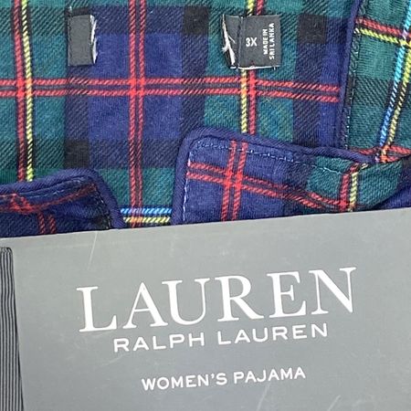 Lauren Ralph Lauren Womens Sleepwear Pajama Set Black Label Plaid Tartan