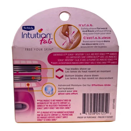 Schick Intuition f.a.b. Razor Refill Cartridges 3-Count 2-Pack (6 Total) New