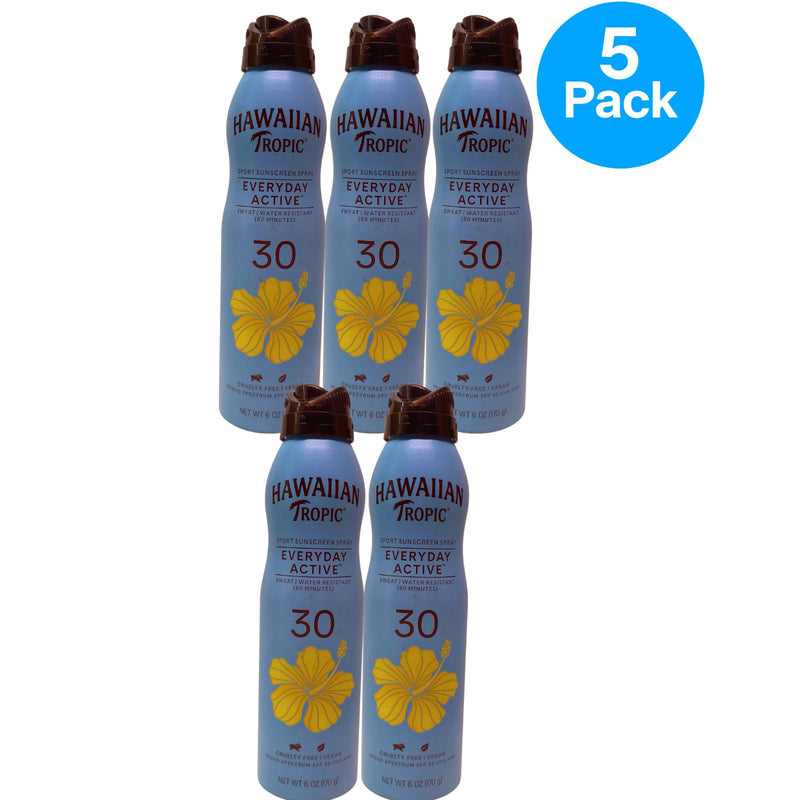 Hawaiian Tropic Everyday Active Sport Sunscreen Spray SPF 30 6 oz 5 Pack New