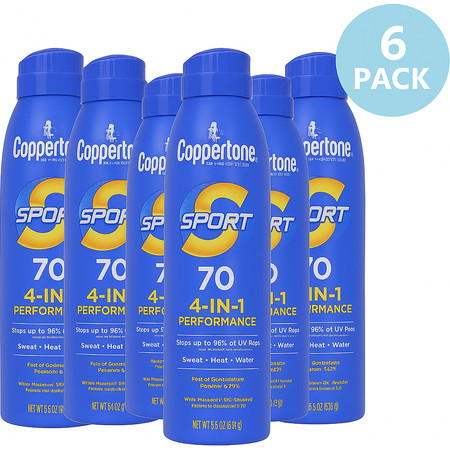 Coppertone Sport SPF 70 Sunscreen Spray 5.5 oz 6 Pack Exp 10/2025 New