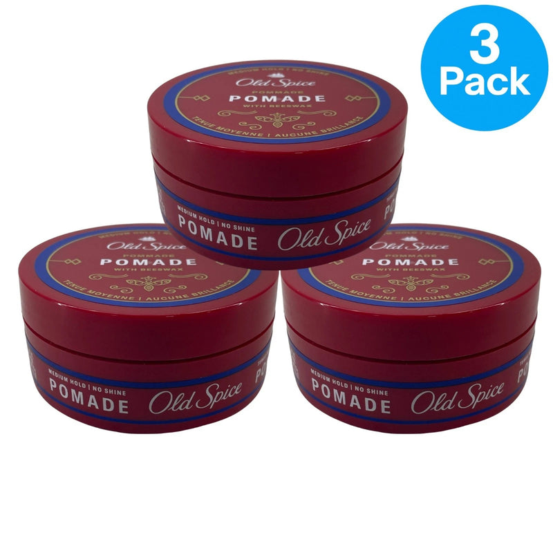 Old Spice Pomade Medium Hold No Shine 2.22 Oz 3 Pack New