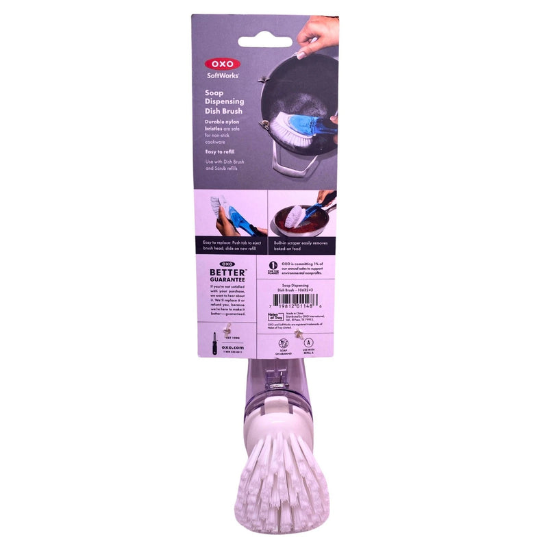 OXO SoftWorks Soap Dispensing Dish Brush Scraper Non-Stick Safe 3 Pack