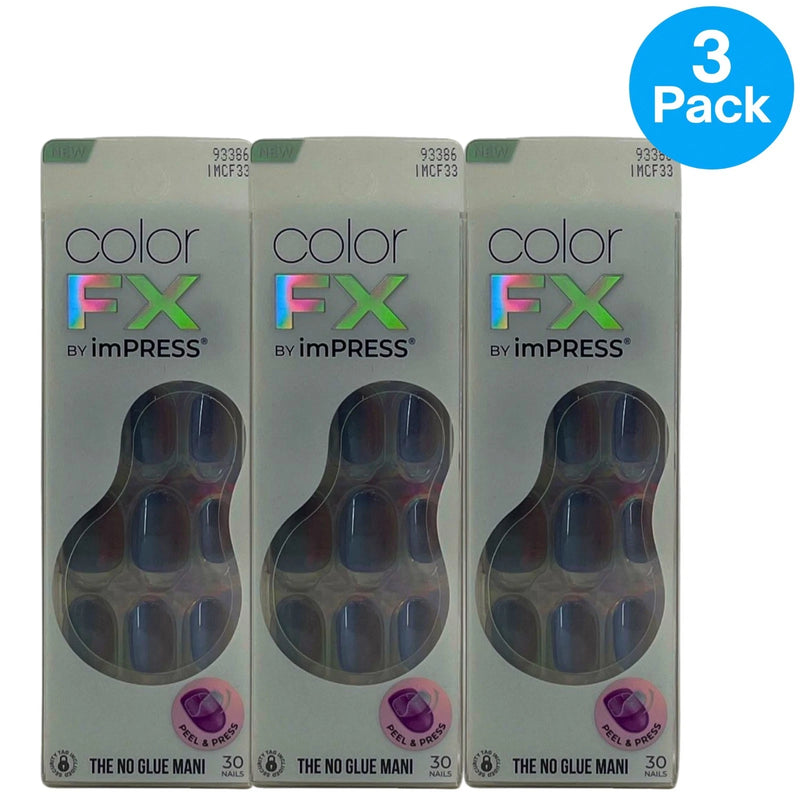 Color FX by imPRESS Press-On Nails Fly Up No Glue Mani 30 Count (3 Pack)