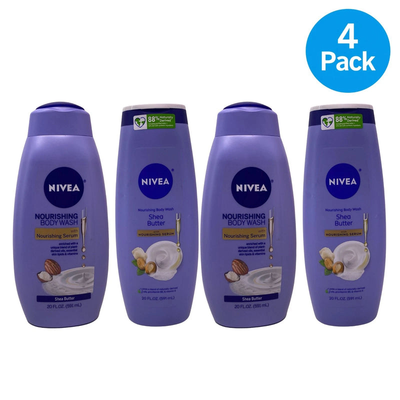 NIVEA Nourishing Body Wash Shea Butter 20 fl oz 4 Pack New
