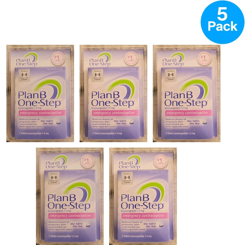 Plan B One-Step Emergency Contraceptive 1.5 mg Tablet 5 Pack New