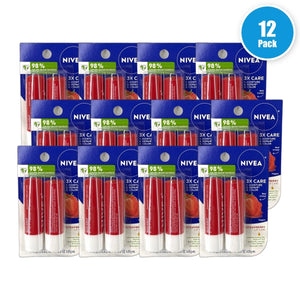 Nivea Strawberry Tinted Lip Care Enriched 24 Total Pack of 12 New