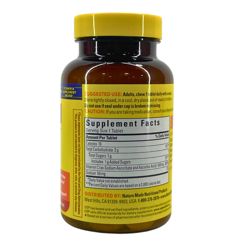 Nature Made Chewable Vitamin C 500 mg Immune & Antioxidant Orange 60 Tab 3 Pack