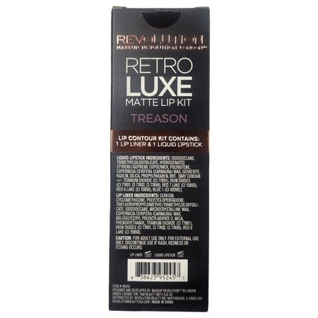 Revolution Retro Luxe Matte Lip Kit Treason - Lip Liner & Liquid Lipstick - New