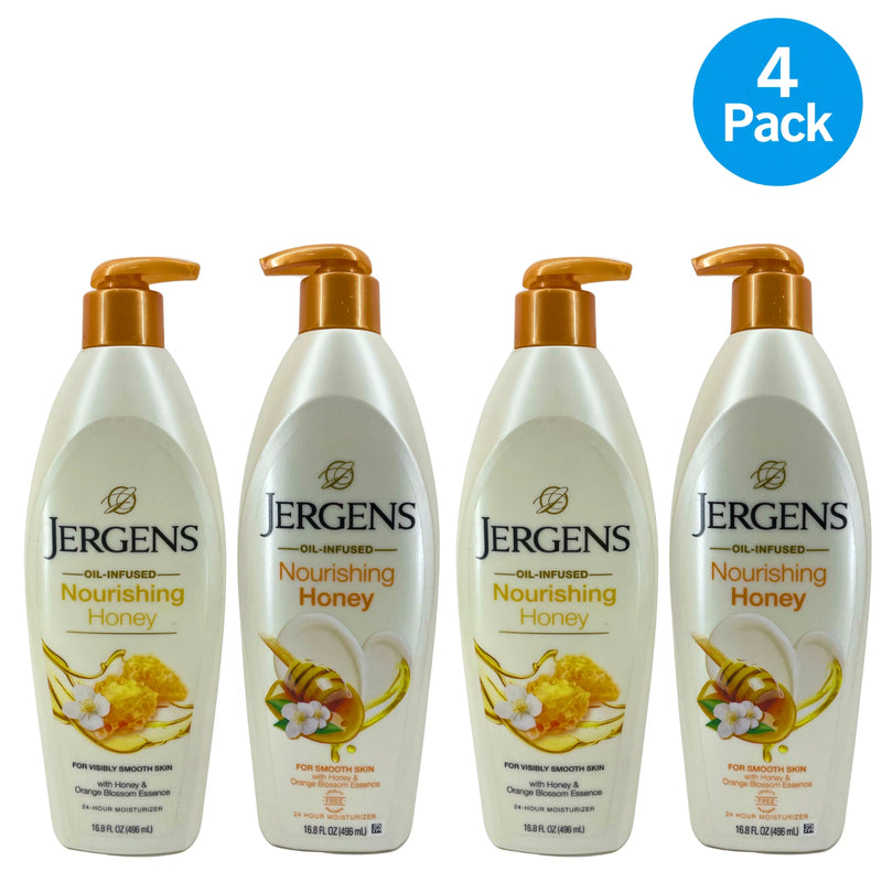 Jergens Oil-Infused Nourishing Honey Lotion 16.8 oz 4 Pack New