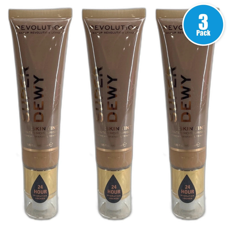 Makeup Revolution Superdewy Tinted Moisturizer Medium 55ml MEDIUM Pack of 3 New