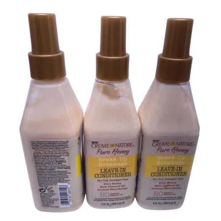 Creme of Nature Pure Honey Leave-In Conditioner 8oz 3 Pack New