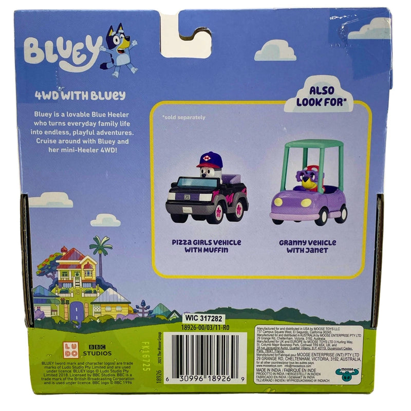 Bluey Mini 4WD Vehicle with Bluey Poseable Figure Sunglasses Heeler 4WD Toy Set