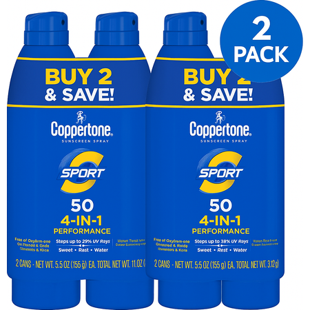Coppertone Sport SPF 50 Spray 5.5 oz 2 Pack Exp 01/2026 New