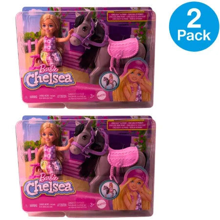 Barbie Chelsea Doll & Pony Playset Mattel 2 Pack New