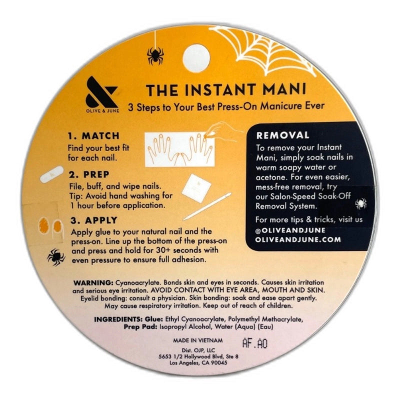 Olive & June Instant Mani Press-Ons Glitter Spiderwebs Gel Pack of 4 New