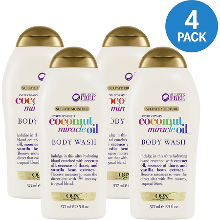 OGX Coconut Miracle Oil Body Wash 19.5oz 4 Pack New