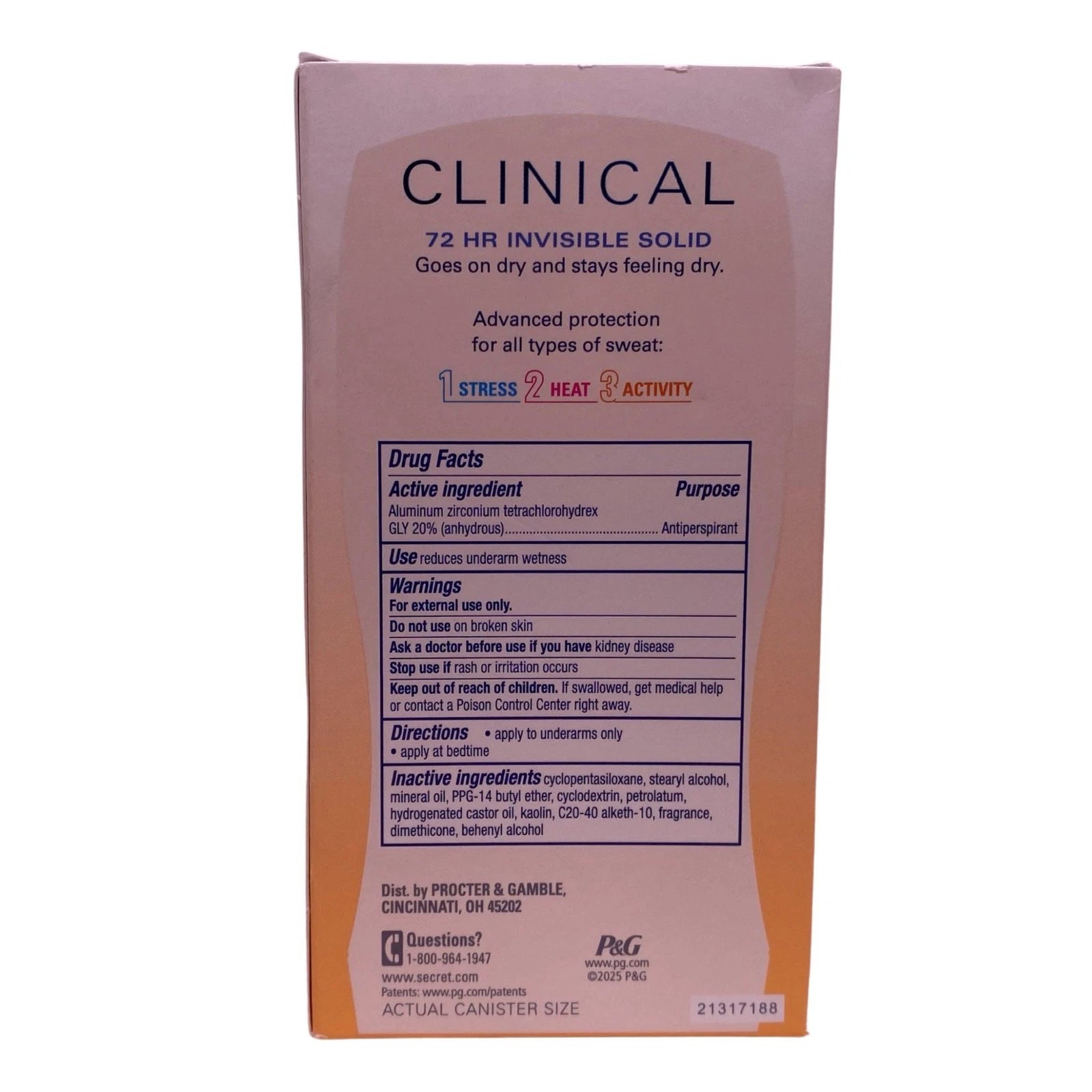 Secret Clinical 72HR Invisible Solid Deodorant 1.6oz 3 Pack New