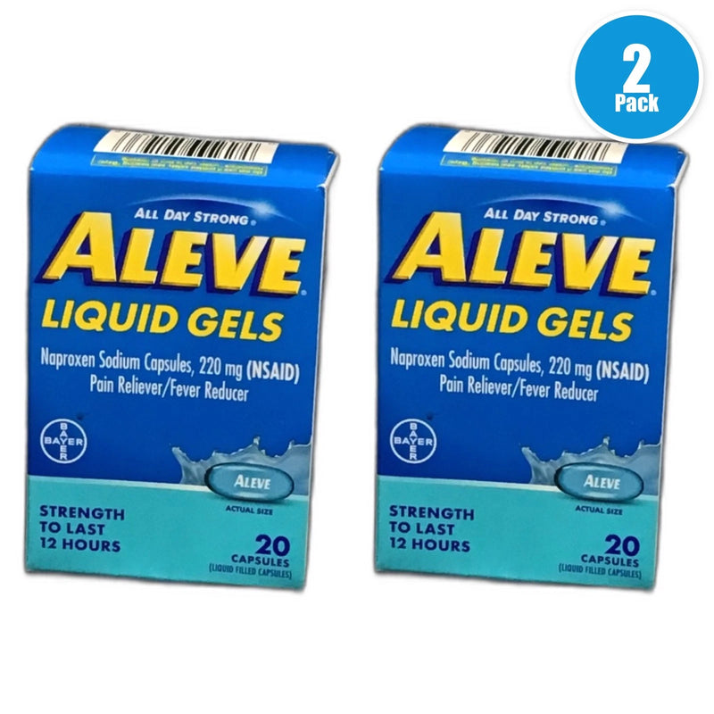 Aleve Liquid Gel Pain Reliever 20 Count 12 Per Pack Exp 02/27 Pack of 2 New