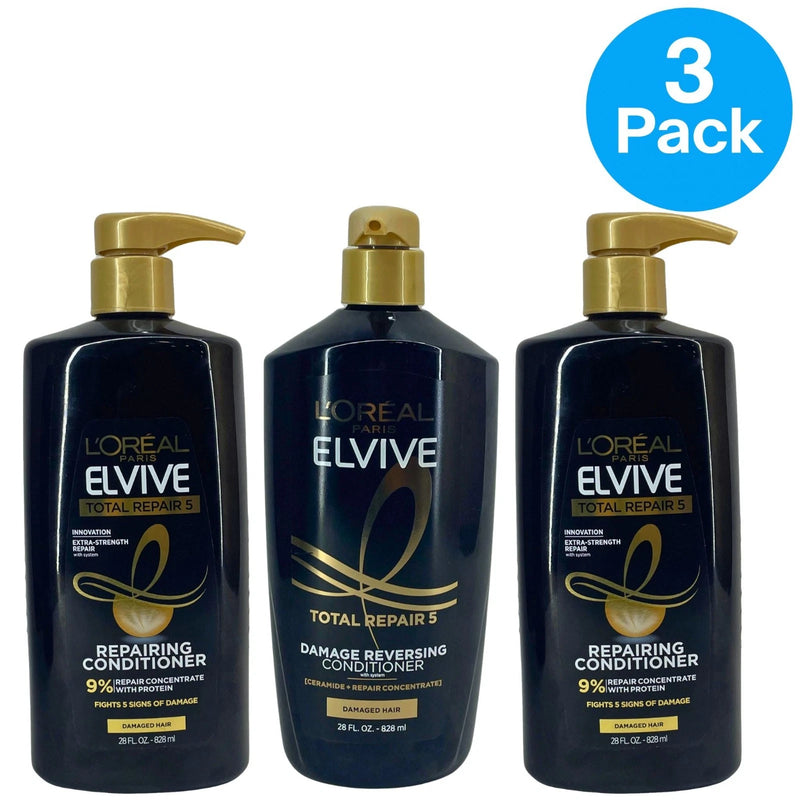 L'Oreal Elvive Total Repair 5 Repairing Conditioner 28 oz 3 Pack New
