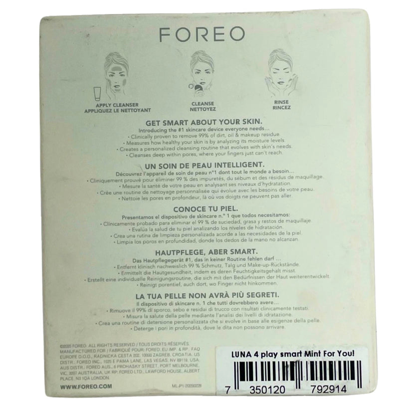 FOREO LUNA 4 Play Smart Mint Facial Cleansing Skin Moisture Device 2 Pack New