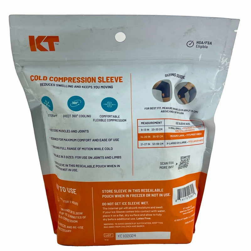 KT Health Ice Sleeve Cold Compression Knee Elbow Medium/Large New