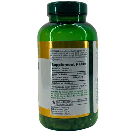 Nature's Bounty Red Yeast Rice 600mg Herbal Health 250 Capsules 2 Pack Exp 2027