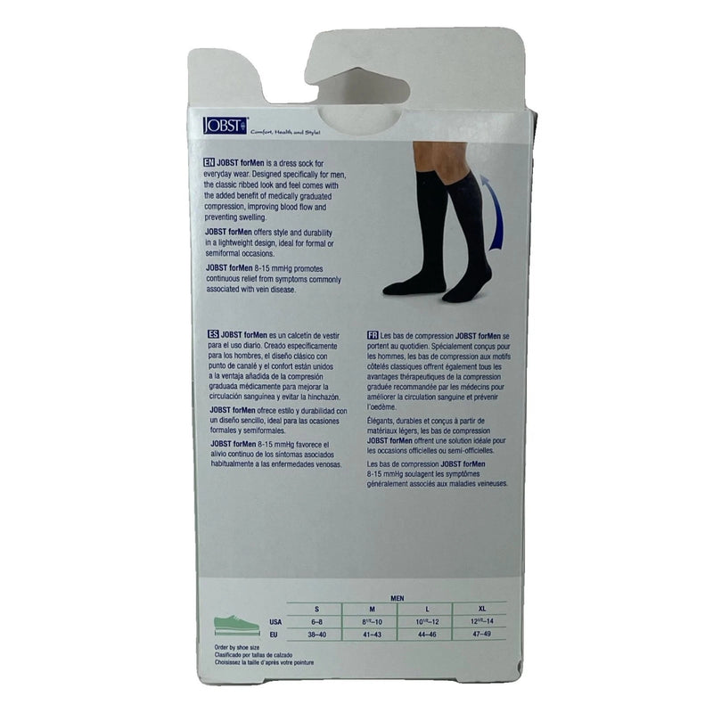 JOBST forMen 8-15 mmHg Knee High Closed Toe Black Large 1 Pack New