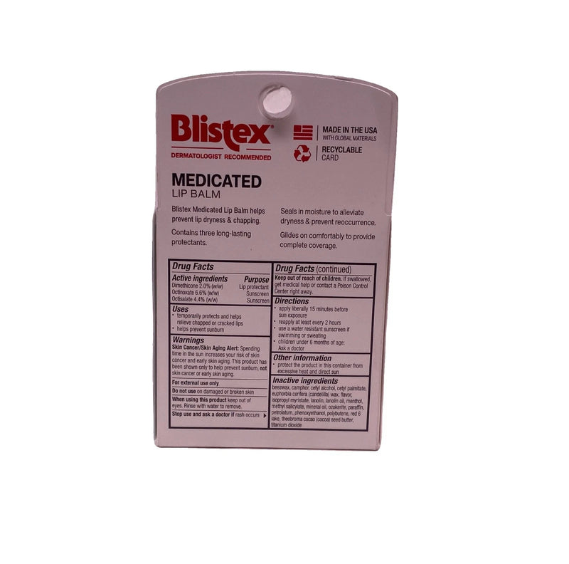 Blistex Medicated Lip Balm Lip Protectant Sunscreen SPF 15 2 Pack Exp: 04/28