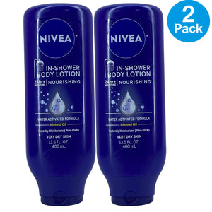 Nivea In-Shower Body Lotion Nourishing 24hr+ Moisture Almond Oil 13.5fl oz 2 Pac