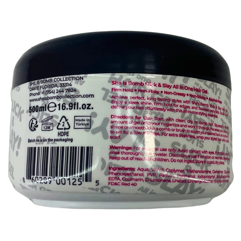 She Is Bomb Collection Slick & Slay! All In One Hair Gel Firm Hold 16.9 fl oz