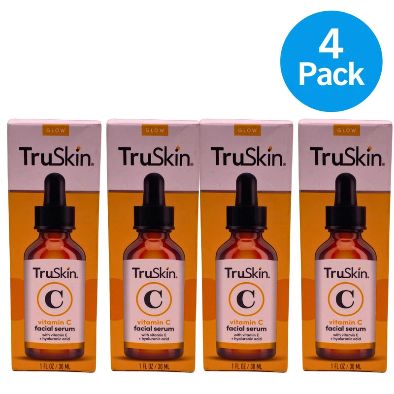 TruSkin Vitamin C Facial Serum with Vitamin E & Hyaluronic Acid 1oz 4 Pack New
