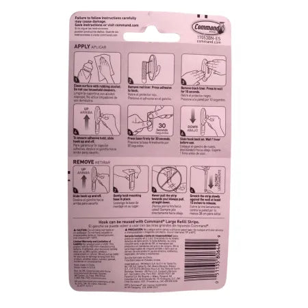 3M Command Large Traditional Wall Hook Damage Free 5 lb 4 Pack New